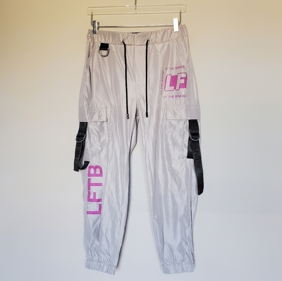 LF The Brand Streetwear Cargo Jogger Pants Gray/Pink Size M - Picture 10 of 10